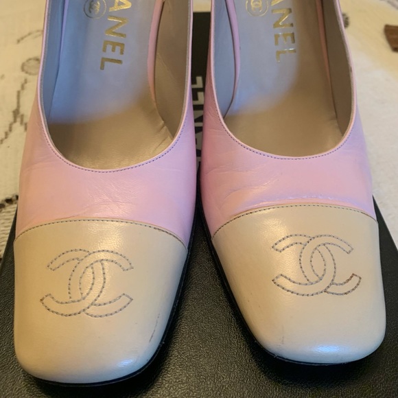 Chanel 60s 70s Two-Tone Slingbacks 6.5 N Pink - Picture 1 of 16
